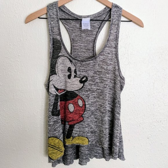 Disney Mickey Mouse Racerback Swing Tank Top Gray - Picture 1 of 6